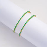 Pulseras Tenis Esmeralda en Oro laminado 18k Para Pareja