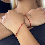 Pulseras Tenis  Pigeon Blood en Oro laminado 18k Para Pareja
