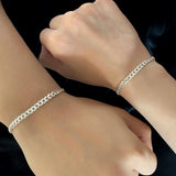Pulseras Eslabón Plano en Plata 925 Para Pareja