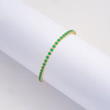 Pulsera Tenis Verde en Oro laminado 18k