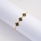 Pulsera Vc Negra en Oro laminado 18k
