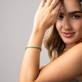 Pulsera Tenis Verde en Oro laminado 18k