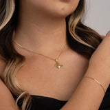 Combo Cadena Eslabón + Dije Tres Gracias + Pulsera Cola De Ratón en Oro laminado 18k para Dama
