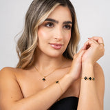 Pulsera Vc Negra en Oro laminado 18k