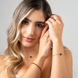 Pulsera Tenis Negra en Oro laminado 18k