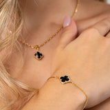 Pulsera Klaver Lumi Negra en Oro laminado 18k