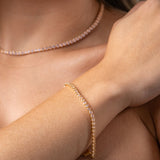Pulsera Tenis Rosada en Oro laminado 18k