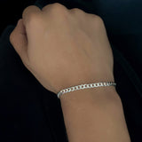 Pulseras Eslabón Plano en Plata 925 Para Pareja