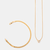 Combo Cadena Corazón Cristal + Pulsera Bismarck en Oro laminado 18k para Dama