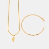 Combo Cadena Eslabón + Dije Ala + Pulsera Eslabón en Oro laminado 18k para Dama