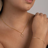 Combo Cadena Eslabón + Dije Corazón + Pulsera Cola de Ratón en Oro laminado 18k para Dama