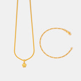 Combo Cadena Eslabón + Dije Huellita + Pulsera Fígaro en Oro laminado 18k para Dama