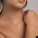 Combo Cadena Eslabón + Dije Huellita + Pulsera Fígaro en Oro laminado 18k para Dama