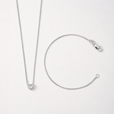 Combo Corazón Cristal + Pulsera Cola de Ratón en Plata 925 laminada Para Dama