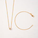 Combo Cadena Corazón Cristal + Pulsera Cola de Ratón en Oro laminado 18k para Dama