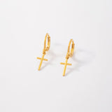 Candongas Cruz en Oro laminado 18k Para Dama