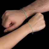 Pulseras Tenis Verde en Plata 925 Para Pareja