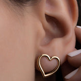 Aretes Corazón en Oro laminado 18k Para Dama