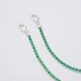 Pulseras Tenis Verde en Plata 925 Para Pareja