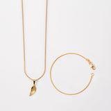 Cadena Veneciana 45cm + Dije Ala + Pulsera Cola de Ratón en Oro laminado 18k para Dama