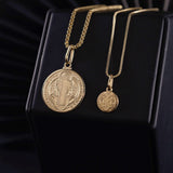 Conjunto Cadenas Veneciana + Dijes San Benito en Oro laminado 18k Para Pareja